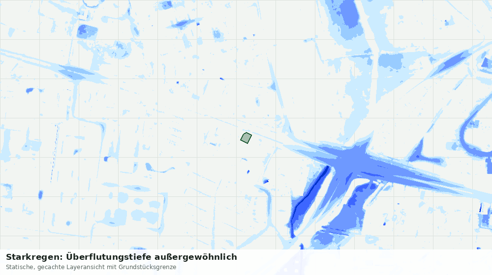 Statische Kartenansicht: Starkregen: Überflutungstiefe außergewöhnlich