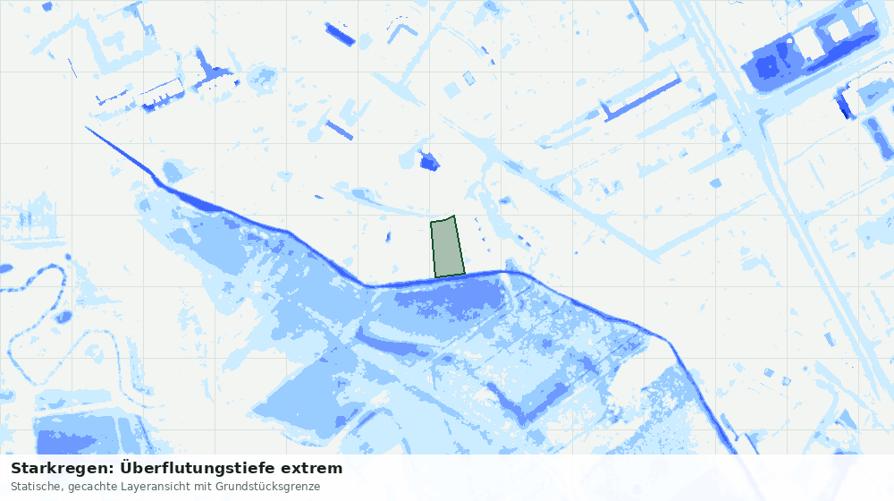 Statische Kartenansicht: Starkregen: Überflutungstiefe extrem