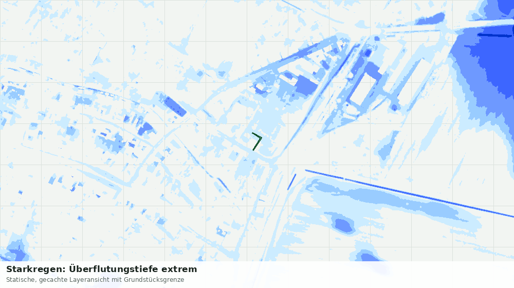 Statische Kartenansicht: Starkregen: Überflutungstiefe extrem
