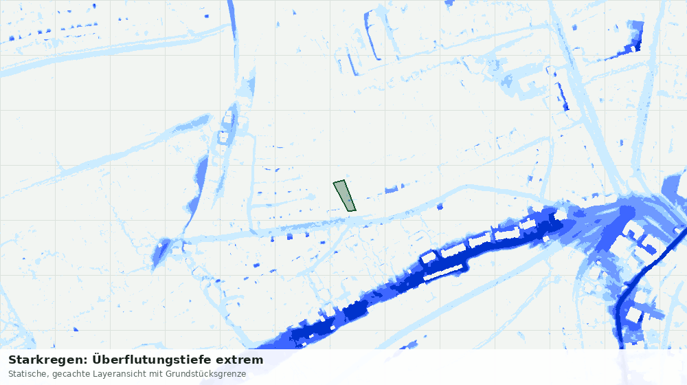 Statische Kartenansicht: Starkregen: Überflutungstiefe extrem