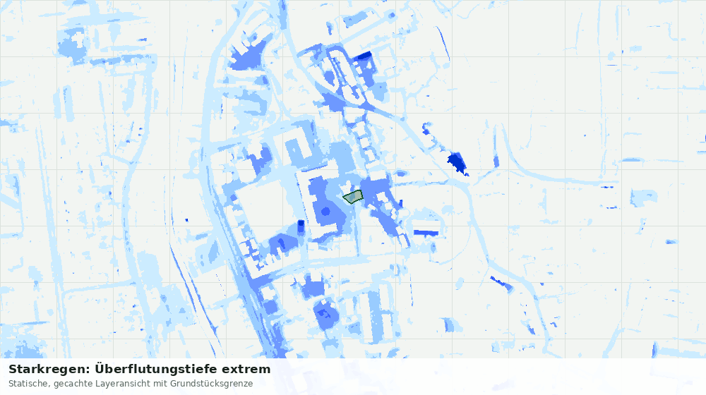 Statische Kartenansicht: Starkregen: Überflutungstiefe extrem