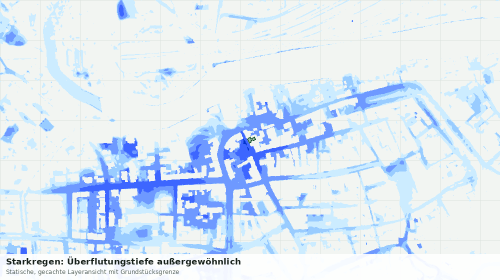 Statische Kartenansicht: Starkregen: Überflutungstiefe außergewöhnlich
