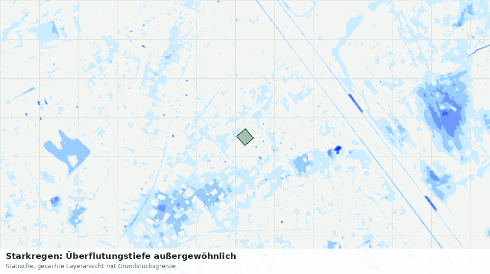 Statische Kartenansicht: Starkregen: Überflutungstiefe außergewöhnlich