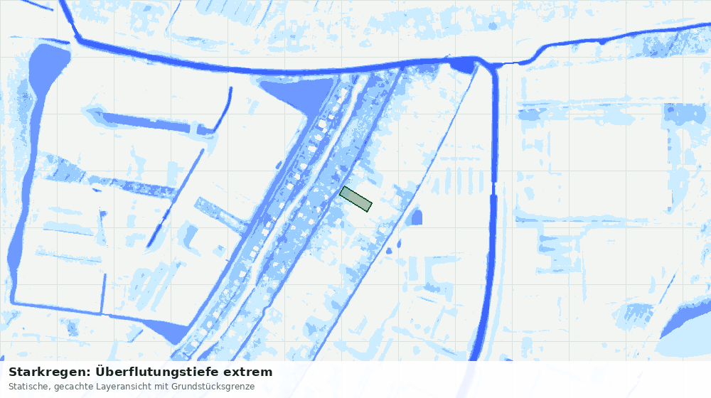 Statische Kartenansicht: Starkregen: Überflutungstiefe extrem