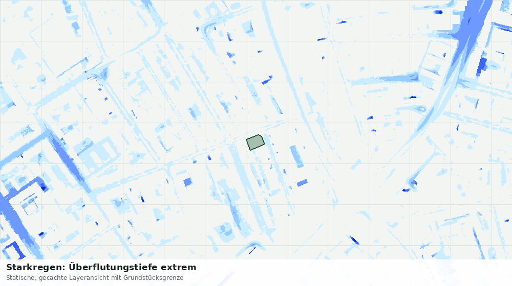 Statische Kartenansicht: Starkregen: Überflutungstiefe extrem