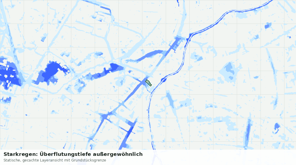 Statische Kartenansicht: Starkregen: Überflutungstiefe außergewöhnlich
