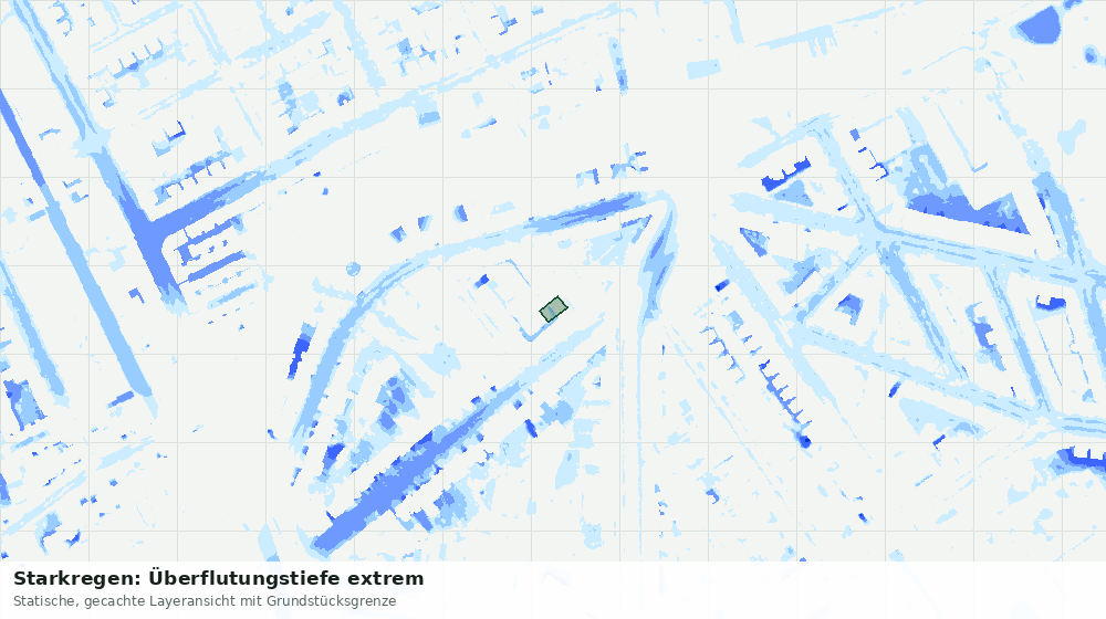 Statische Kartenansicht: Starkregen: Überflutungstiefe extrem