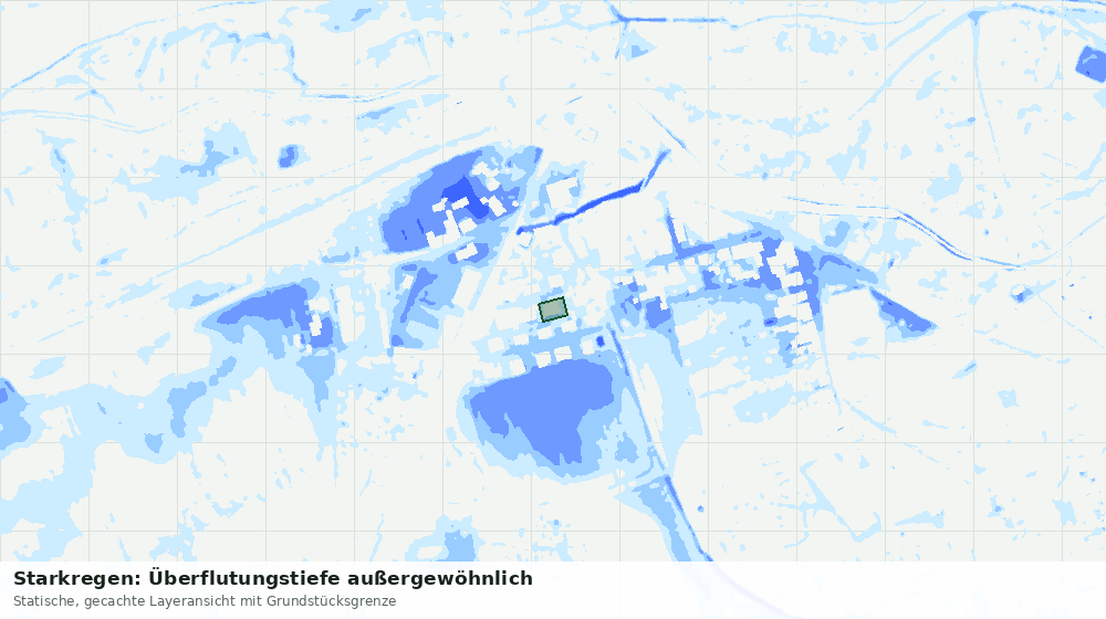 Statische Kartenansicht: Starkregen: Überflutungstiefe außergewöhnlich