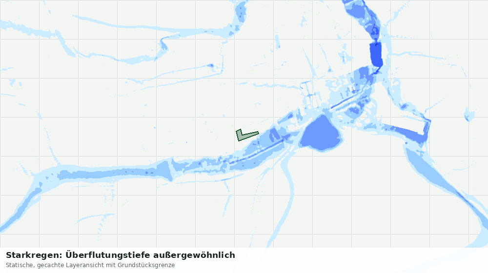 Statische Kartenansicht: Starkregen: Überflutungstiefe außergewöhnlich