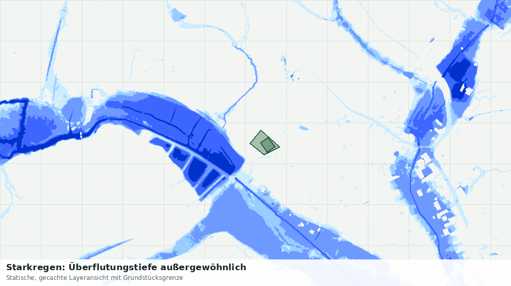 Statische Kartenansicht: Starkregen: Überflutungstiefe außergewöhnlich