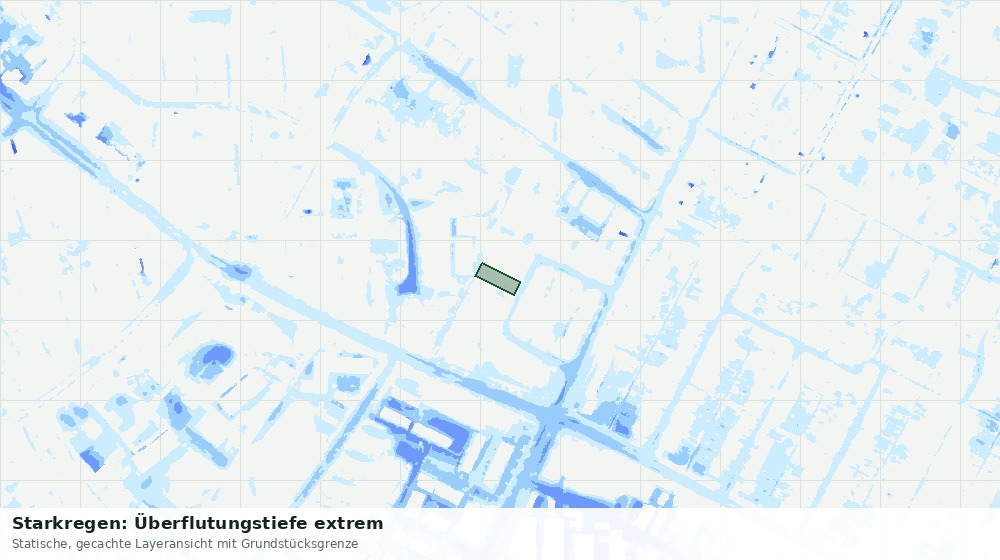 Statische Kartenansicht: Starkregen: Überflutungstiefe extrem