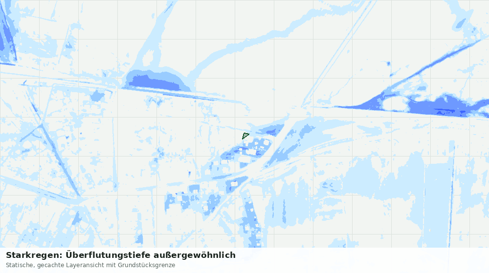 Statische Kartenansicht: Starkregen: Überflutungstiefe außergewöhnlich