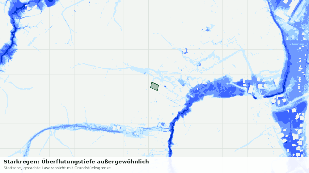 Statische Kartenansicht: Starkregen: Überflutungstiefe außergewöhnlich