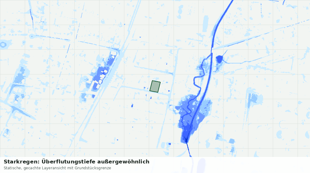 Statische Kartenansicht: Starkregen: Überflutungstiefe außergewöhnlich