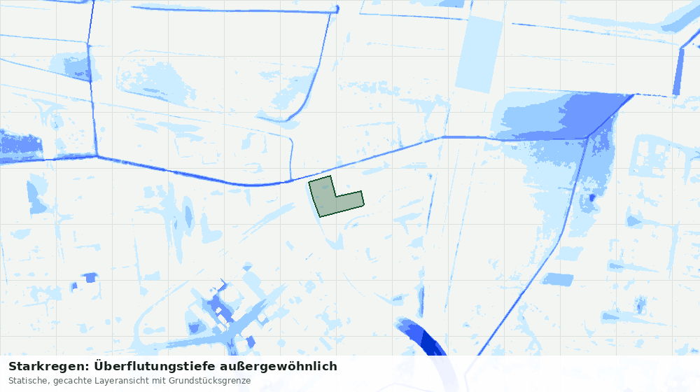 Statische Kartenansicht: Starkregen: Überflutungstiefe außergewöhnlich