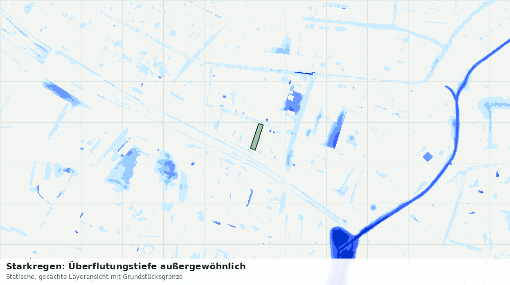 Statische Kartenansicht: Starkregen: Überflutungstiefe außergewöhnlich