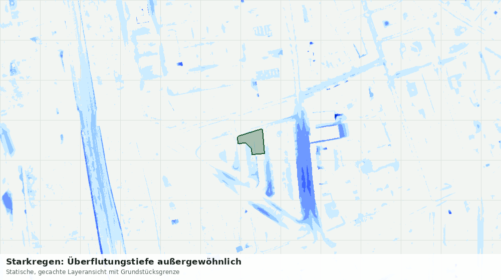 Statische Kartenansicht: Starkregen: Überflutungstiefe außergewöhnlich