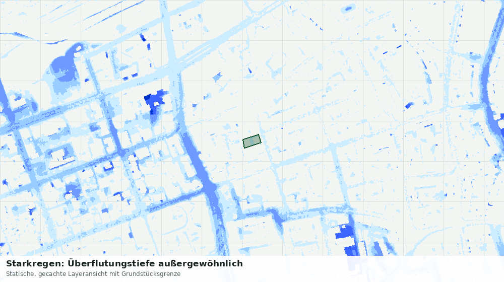 Statische Kartenansicht: Starkregen: Überflutungstiefe außergewöhnlich