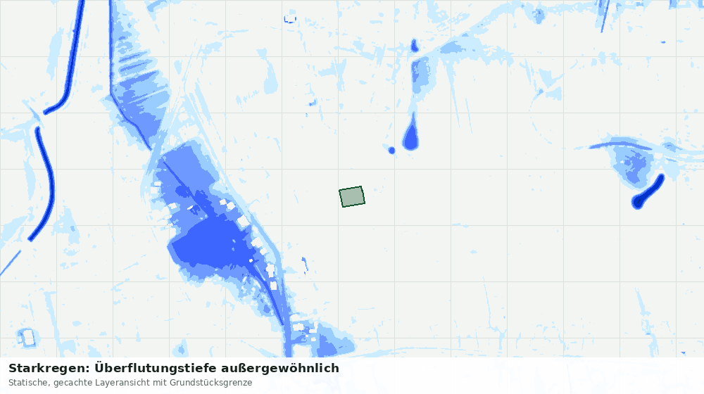 Statische Kartenansicht: Starkregen: Überflutungstiefe außergewöhnlich