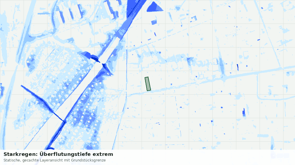 Statische Kartenansicht: Starkregen: Überflutungstiefe extrem