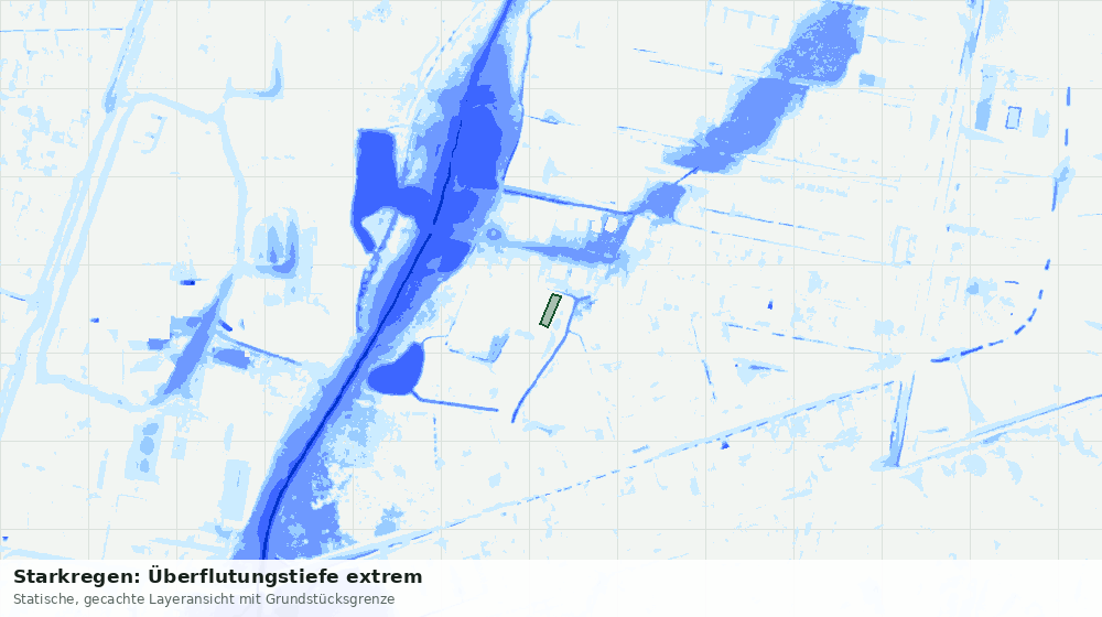 Statische Kartenansicht: Starkregen: Überflutungstiefe extrem