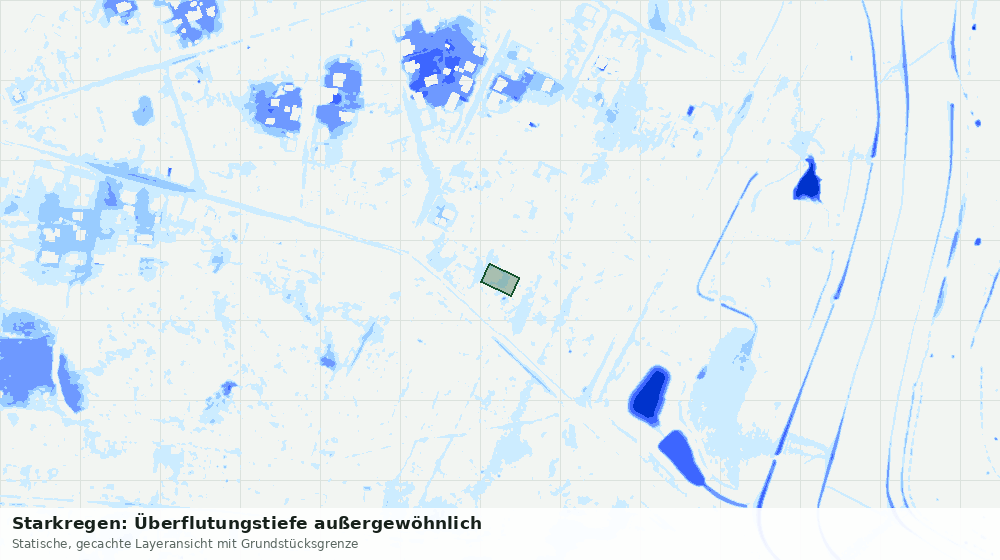 Statische Kartenansicht: Starkregen: Überflutungstiefe außergewöhnlich