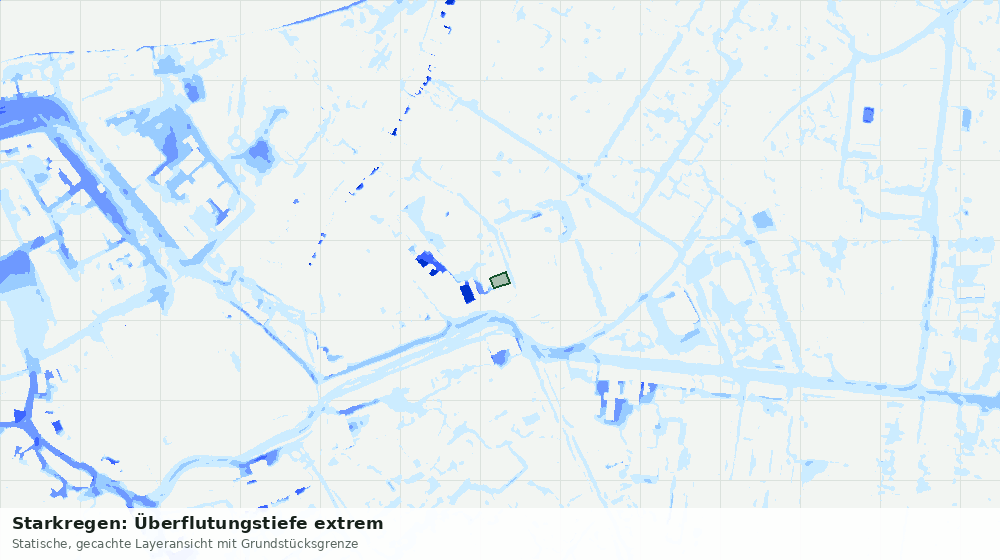 Statische Kartenansicht: Starkregen: Überflutungstiefe extrem