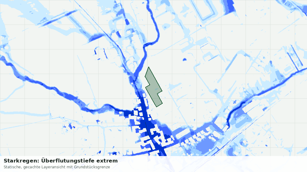 Statische Kartenansicht: Starkregen: Überflutungstiefe extrem