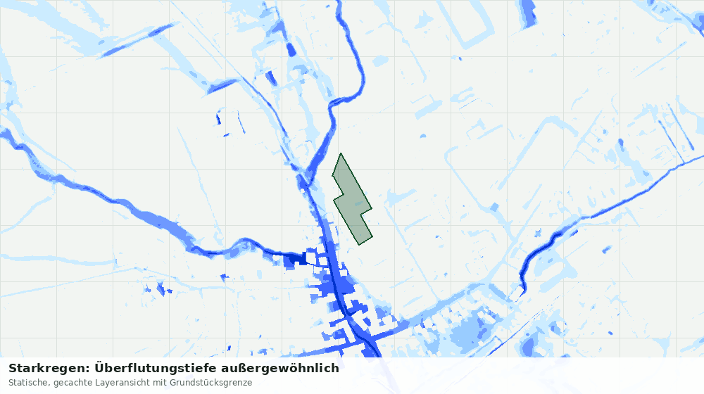 Statische Kartenansicht: Starkregen: Überflutungstiefe außergewöhnlich