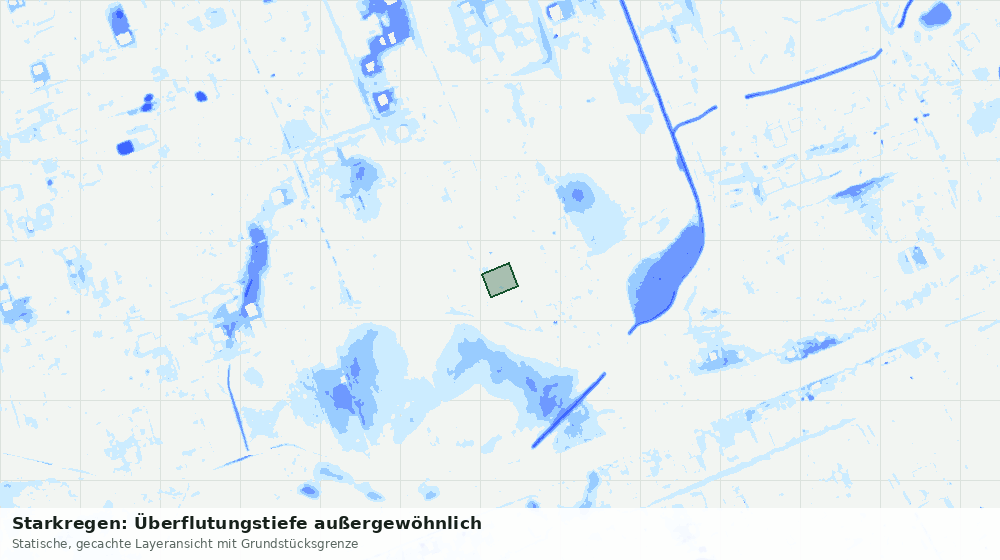Statische Kartenansicht: Starkregen: Überflutungstiefe außergewöhnlich