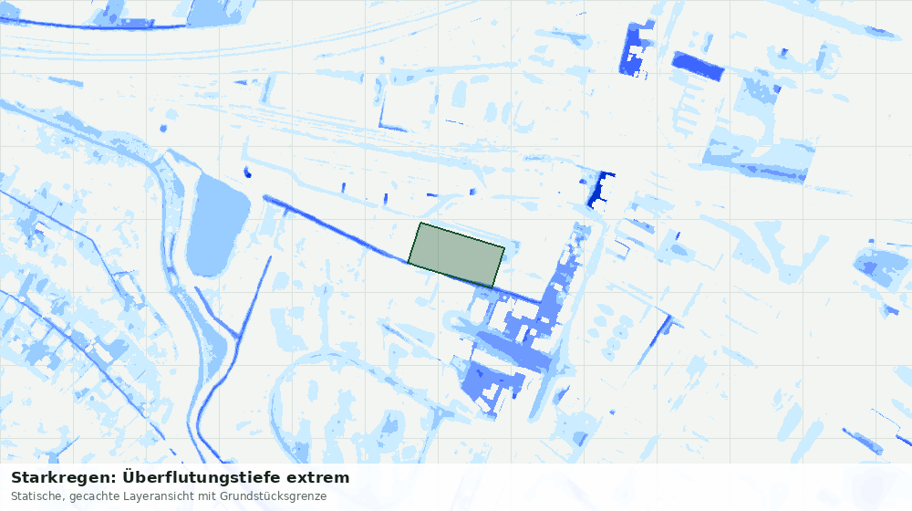 Statische Kartenansicht: Starkregen: Überflutungstiefe extrem