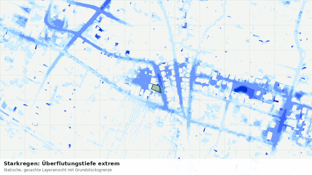 Statische Kartenansicht: Starkregen: Überflutungstiefe extrem