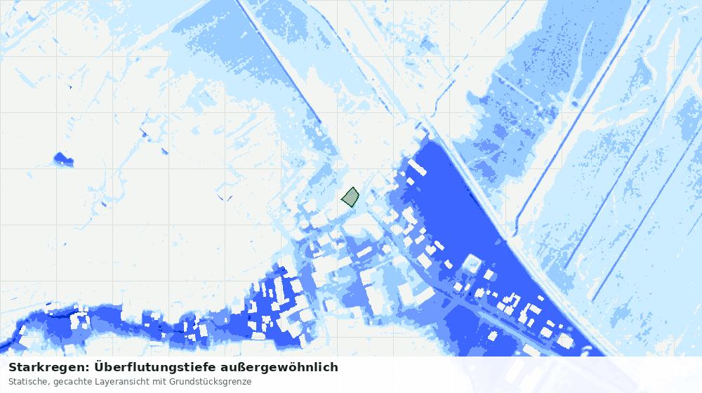 Statische Kartenansicht: Starkregen: Überflutungstiefe außergewöhnlich