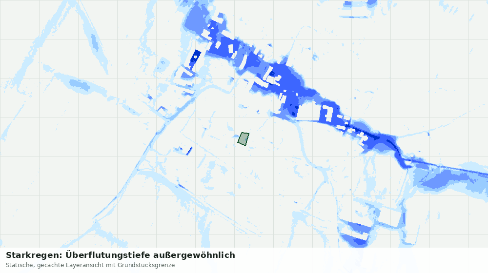 Statische Kartenansicht: Starkregen: Überflutungstiefe außergewöhnlich