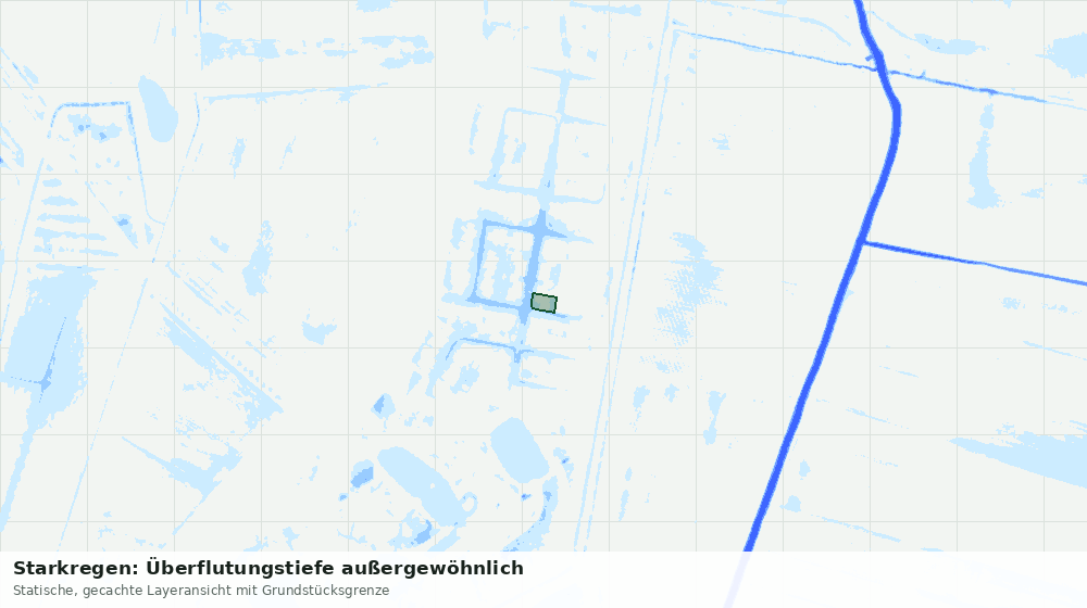 Statische Kartenansicht: Starkregen: Überflutungstiefe außergewöhnlich