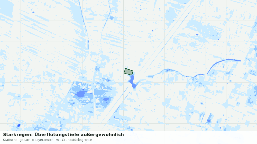 Statische Kartenansicht: Starkregen: Überflutungstiefe außergewöhnlich