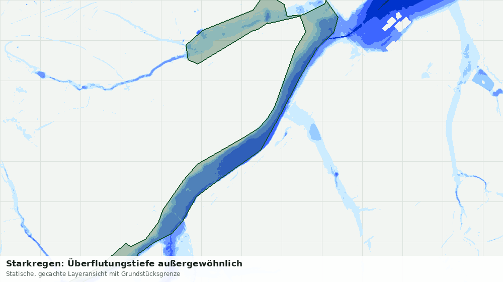 Statische Kartenansicht: Starkregen: Überflutungstiefe außergewöhnlich
