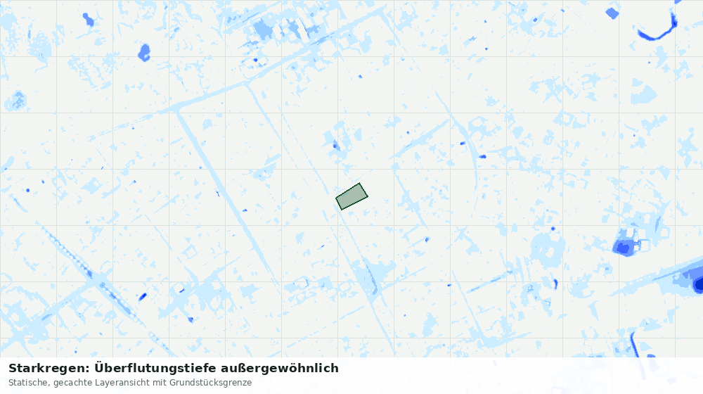 Statische Kartenansicht: Starkregen: Überflutungstiefe außergewöhnlich