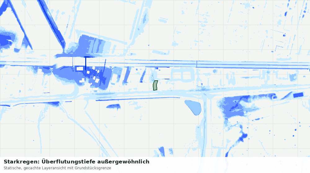 Statische Kartenansicht: Starkregen: Überflutungstiefe außergewöhnlich