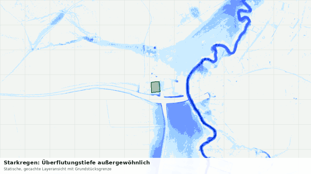 Statische Kartenansicht: Starkregen: Überflutungstiefe außergewöhnlich