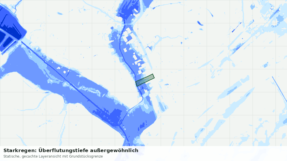 Statische Kartenansicht: Starkregen: Überflutungstiefe außergewöhnlich