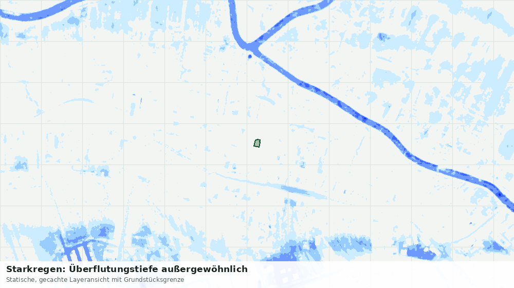 Statische Kartenansicht: Starkregen: Überflutungstiefe außergewöhnlich
