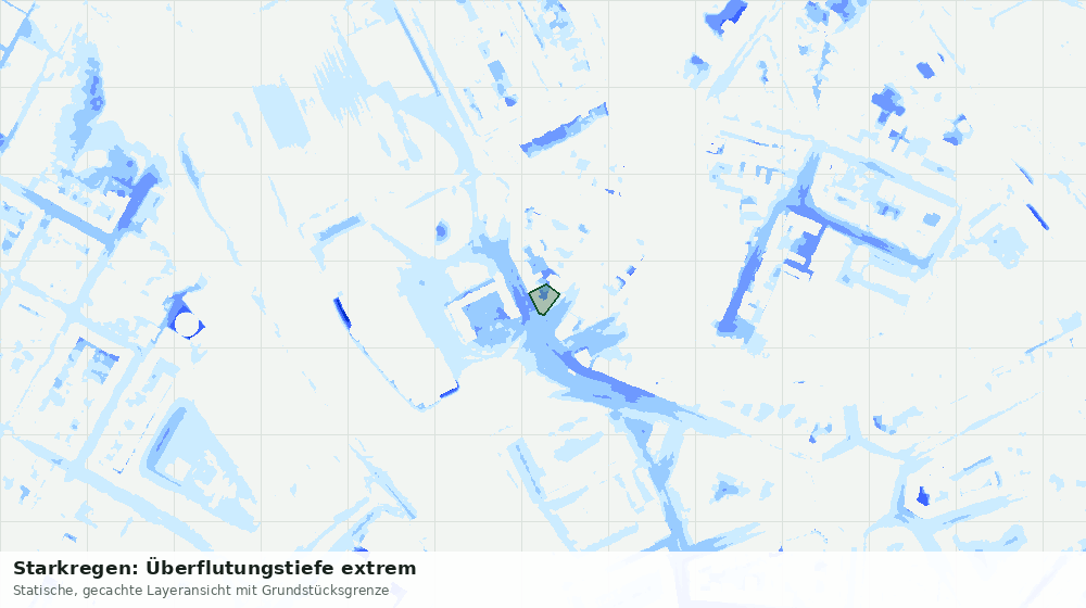 Statische Kartenansicht: Starkregen: Überflutungstiefe extrem