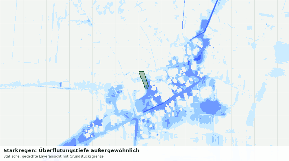 Statische Kartenansicht: Starkregen: Überflutungstiefe außergewöhnlich