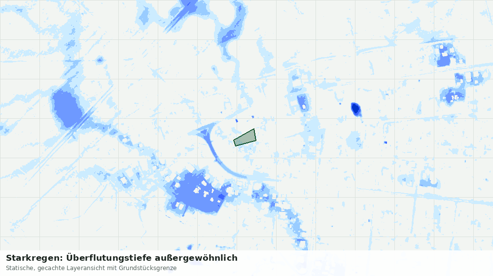Statische Kartenansicht: Starkregen: Überflutungstiefe außergewöhnlich