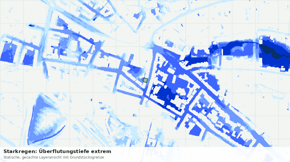 Statische Kartenansicht: Starkregen: Überflutungstiefe extrem