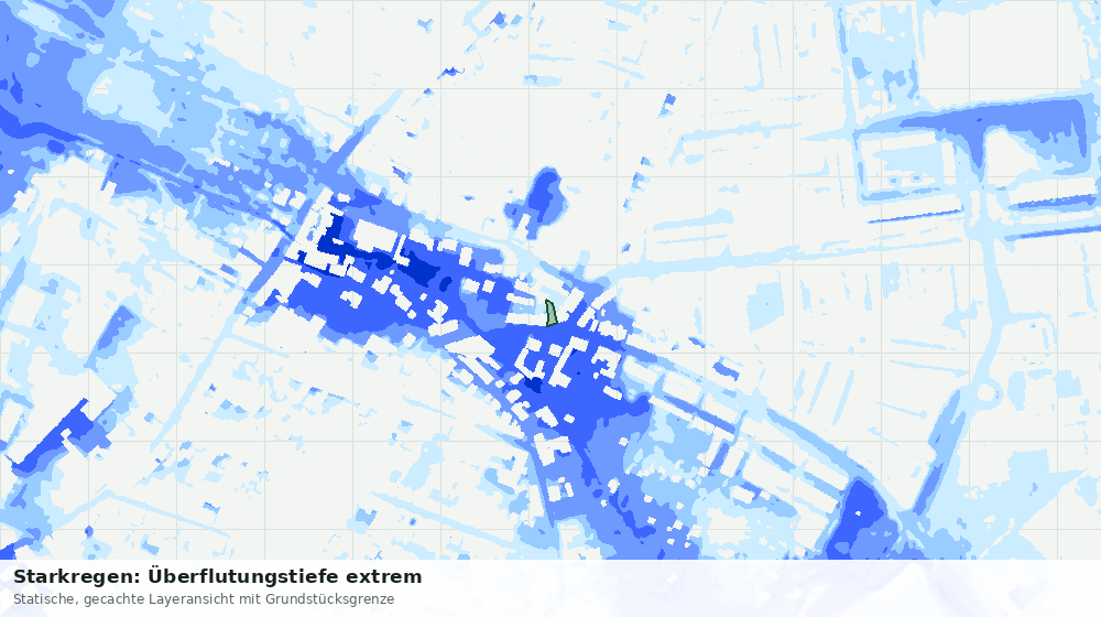 Statische Kartenansicht: Starkregen: Überflutungstiefe extrem