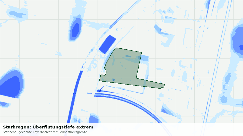 Statische Kartenansicht: Starkregen: Überflutungstiefe extrem