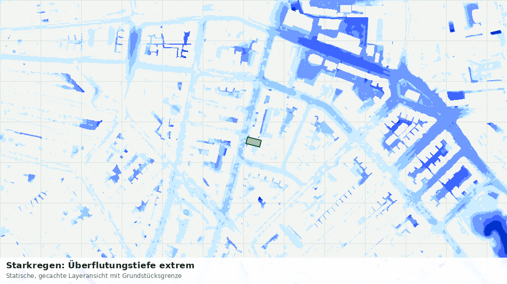 Statische Kartenansicht: Starkregen: Überflutungstiefe extrem