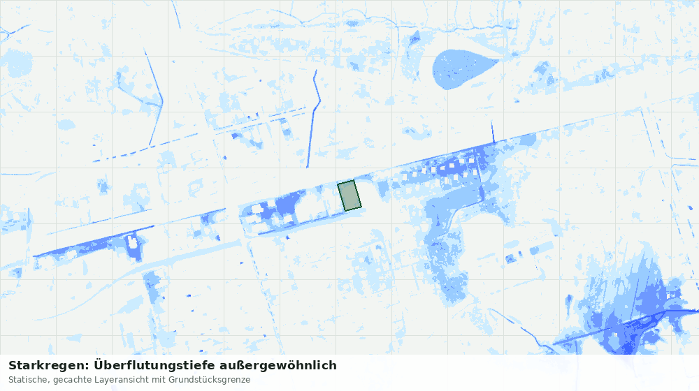 Statische Kartenansicht: Starkregen: Überflutungstiefe außergewöhnlich
